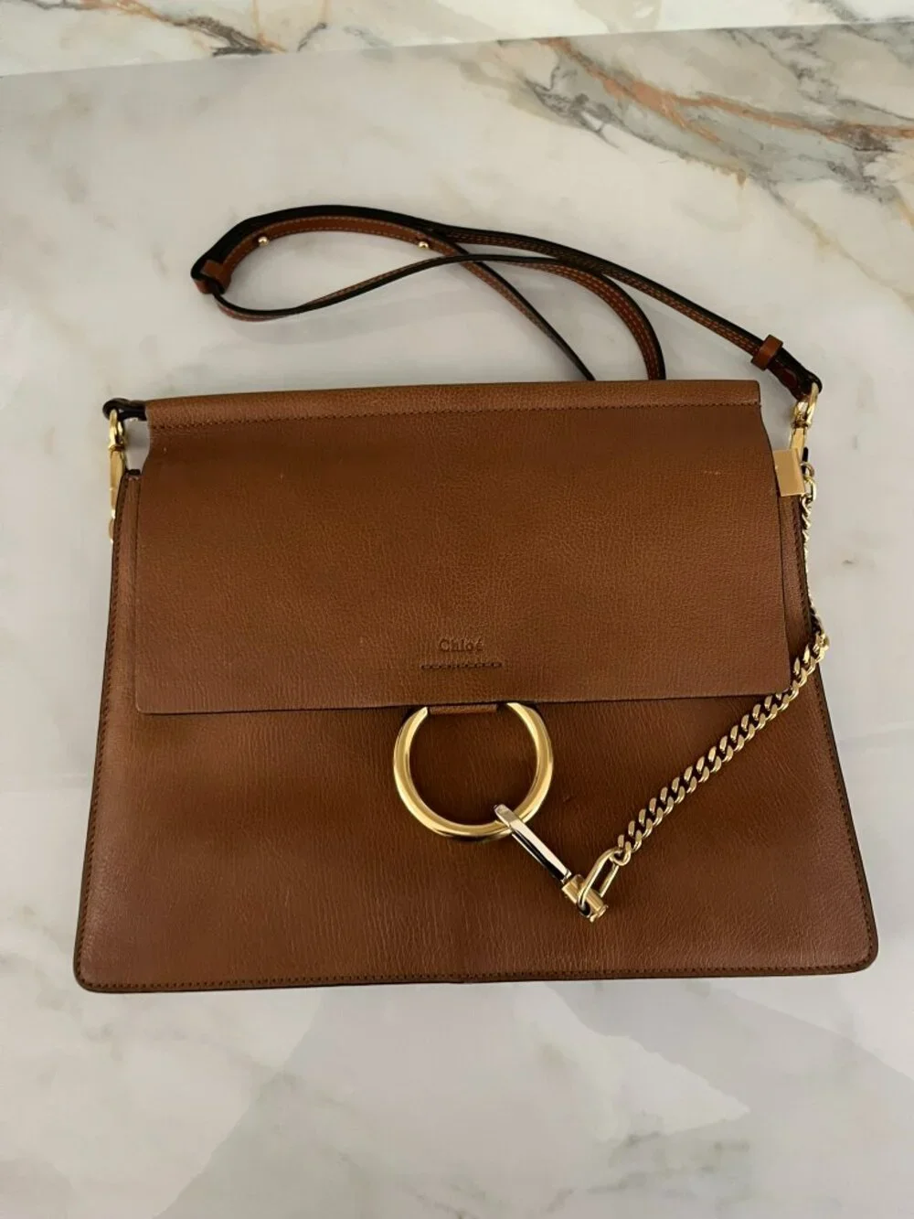 Chloé Faye Medium Shoulder Bag, Camel Goatskin - Picture 5 of 10